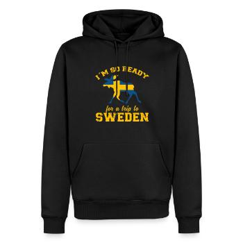Schweden Spruch Sehnsucht Elch Flagge - Männer Premium Bio Hoodie - Schwarz - Vorne - Nico (187cm)