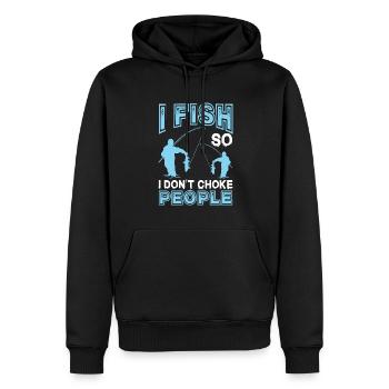 Je pêche pour ne pas pêcher les gens qui - Sweat à capuche Premium bio Homme - noir - Devant - Nico (187cm)