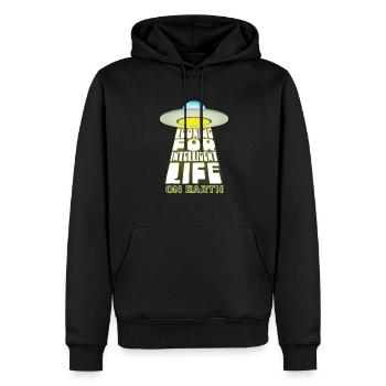 Auf Der Suche Nach Intelligentem Leben Auf - Männer Premium Bio Hoodie - Schwarz - Vorne - Nico (187cm)