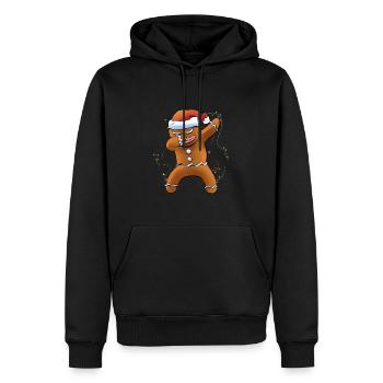 Dabbing gingerbread man with cap Santa Christmas - Men’s Premium Organic Hoodie - black - Front - Nico (187cm)