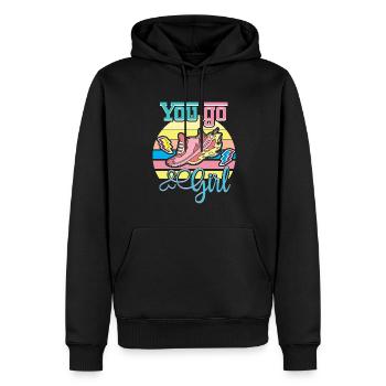 Tu vas fille drôle rétro vintage design - Sweat à capuche Premium bio Homme - noir - Devant - Nico (187cm)