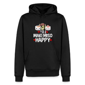 Sie Maki Miso Happy Drôle Amateur de cuisine japonaise - Sweat à capuche Premium bio Homme - noir - Devant - Nico (187cm)
