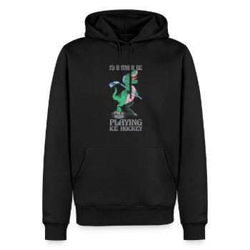 Ich Würde Lieber Ice Hockey Stick Dinosaurier - Männer Premium Bio Hoodie - Schwarz - Vorne - Nico (187cm)