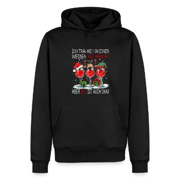 Ich Träume von einer Weißen Weihnacht aber Rot ist - Männer Premium Bio Hoodie - Schwarz - Vorne - Nico (187cm)
