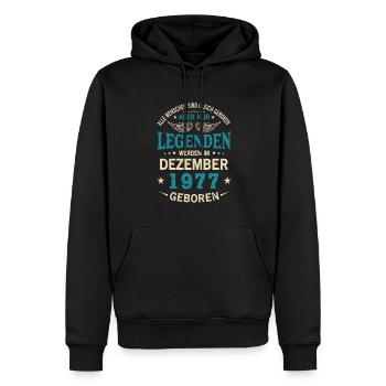 Toutes les personnes naissent égales Décembre 1977 - Sweat à capuche Premium bio Homme - noir - Devant - Nico (187cm)