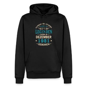 Toutes les personnes naissent égales Décembre 1981 - Sweat à capuche Premium bio Homme - noir - Devant - Nico (187cm)