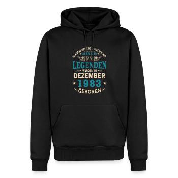 Toutes les personnes naissent égales Décembre 1983 - Sweat à capuche Premium bio Homme - noir - Devant - Nico (187cm)
