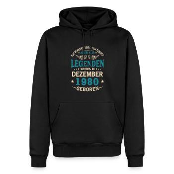 Toutes les personnes naissent égales Décembre 1980 - Sweat à capuche Premium bio Homme - noir - Devant - Nico (187cm)