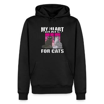 Mon cœur bat pour les chats animaux de compagnie - Sweat à capuche Premium bio Homme - noir - Devant - Nico (187cm)