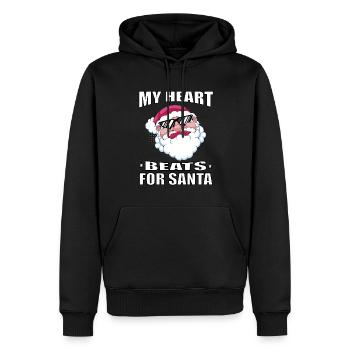 Mein Herz Schlägt Für Den Weihnachtsmann - Männer Premium Bio Hoodie - Schwarz - Vorne - Nico (187cm)