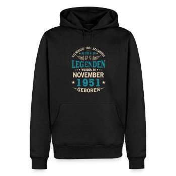 Alle Menschen Sind Gleich Geboren November 1951 - Männer Premium Bio Hoodie - Schwarz - Vorne - Nico (187cm)