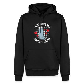 Tu me coupes le souffle asthme autre moitié coeur - Sweat à capuche Premium bio Homme - noir - Devant - Nico (187cm)