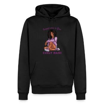 Glück Ist Frei Lockiges Haar Mulatte Mädchen - Männer Premium Bio Hoodie - Schwarz - Vorne - Nico (187cm)