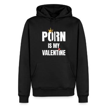 Porno Ist Mein Valentinstags -Liebeskronherz - Männer Premium Bio Hoodie - Schwarz - Vorne - Nico (187cm)