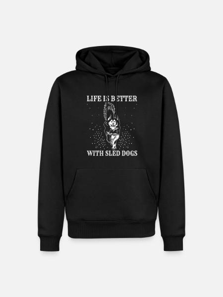 Alaska Mushing Hundeschlittenfahrer Huskies - Männer Premium Bio Hoodie - Schwarz