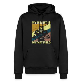 Mon cœur est sur le terrain Footbal Quaterback - Sweat à capuche Premium bio Homme - noir - Devant - Nico (187cm)