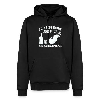 J’aime le bourbon et le golf et peut-être 3 personnes - Sweat à capuche Premium bio Homme - noir - Devant - Nico (187cm)