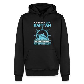 Kapitän Bootsschein Segeln Boot - Männer Premium Bio Hoodie - Schwarz - Vorne - Nico (187cm)