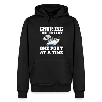 Coole Kreuzfahrt Kreuzfahrtschiff Familienurlaub - Männer Premium Bio Hoodie - Schwarz - Vorne - Nico (187cm)