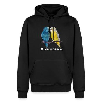 Vivre en paix Perroquet Drapeau ukrainien Amour - Sweat à capuche Premium bio Homme - noir - Devant - Nico (187cm)