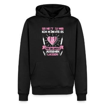 Lustiger Pflege Spruch Krankenpflegerin - Männer Premium Bio Hoodie - Schwarz - Vorne - Nico (187cm)