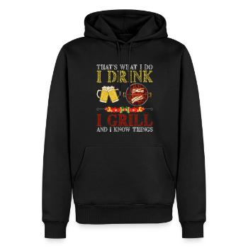 Grill Grill Summer Barbecue Beer Dicton - Sweat à capuche Premium bio Homme - noir - Devant - Nico (187cm)