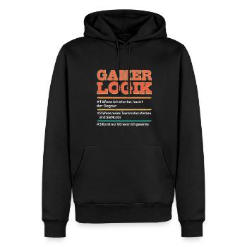 Gamer Logik Gaming Video Games Streamer Motive - Männer Premium Bio Hoodie - Schwarz - Vorne - Nico (187cm)