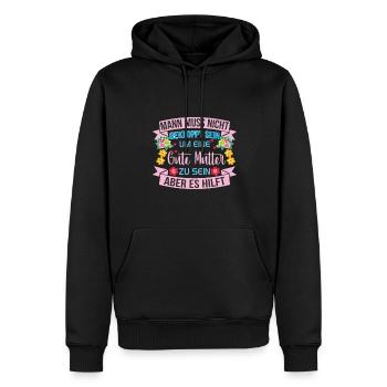 Verrückte Bekloppte Mama Mutter Muttertag Spruch - Männer Premium Bio Hoodie - Schwarz - Vorne - Nico (187cm)