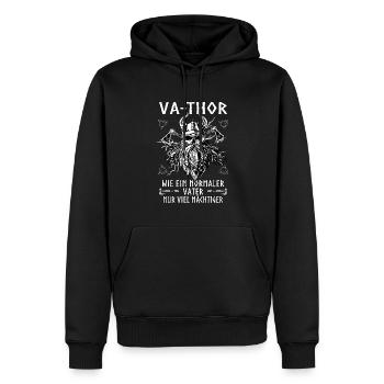 Vathor pour hommes - Fête des pères Cadeau de la fête des pères Viking - Sweat à capuche Premium bio Homme - noir - Devant - Nico (187cm)
