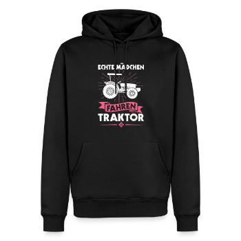 Echte Mädchen Fahren Traktor Bauernfrau Bäuerin - Männer Premium Bio Hoodie - Schwarz - Vorne - Nico (187cm)