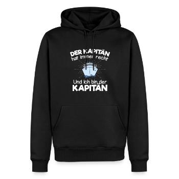 Der Kapitän Hat Immer Recht Lustige Bootbesitzer - Männer Premium Bio Hoodie - Schwarz - Vorne - Nico (187cm)
