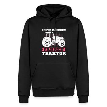 Echte Mädchen Fahren Traktor Bauernfrau Bäuerin - Männer Premium Bio Hoodie - Schwarz - Vorne - Nico (187cm)