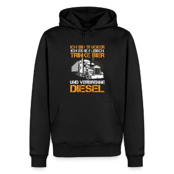 Ich Bin Trucker Esse Fleisch Trinke Bier - Männer Premium Bio Hoodie - Schwarz - Vorne - Nico (187cm)