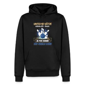 Unterschätze Niemals Einen Alten Mann Der Kegeln - Männer Premium Bio Hoodie - Schwarz - Vorne - Nico (187cm)