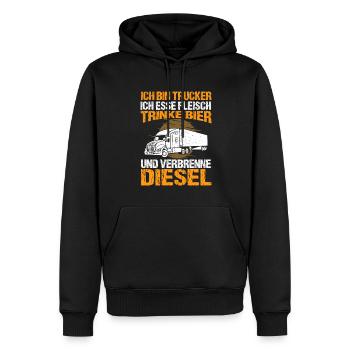Ich Bin Trucker Esse Fleisch Trinke Bier - Männer Premium Bio Hoodie - Schwarz - Vorne - Nico (187cm)
