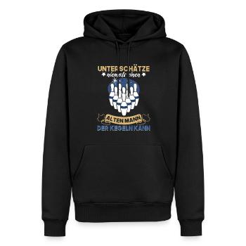 Kegel Trikot Für Opa Großvater Rente Rentner - Männer Premium Bio Hoodie - Schwarz - Vorne - Nico (187cm)
