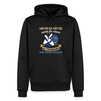 Unterschätze Niemals Einen Alten Mann Der Kegeln - Männer Premium Bio Hoodie - Schwarz - Vorne - Nico (187cm)