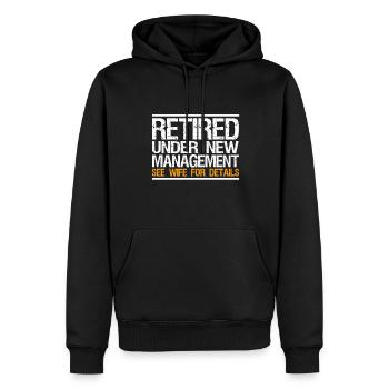 Funny in retirement under New Management - Men’s Premium Organic Hoodie - black - Front - Nico (187cm)