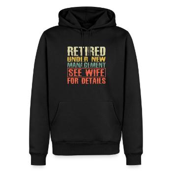 Funny in retirement under New Management - Men’s Premium Organic Hoodie - black - Front - Nico (187cm)