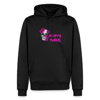 Rockerbraut Heavy Mädel Metal Musik Totenkopf - Männer Premium Bio Hoodie - Schwarz - Vorne - Nico (187cm)