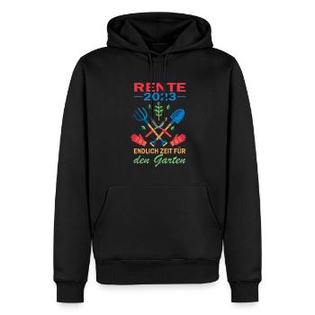 Rente 2023 Endlich Zeit Für Den Garten - Männer Premium Bio Hoodie - Schwarz - Vorne - Nico (187cm)