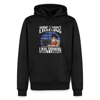 Entschuldigung, ich dachte an Kodierung - Männer Premium Bio Hoodie - Schwarz - Vorne - Nico (187cm)