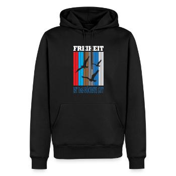 La liberté est le plus grand bien Citation cadeau - Sweat à capuche Premium bio Homme - noir - Devant - Nico (187cm)