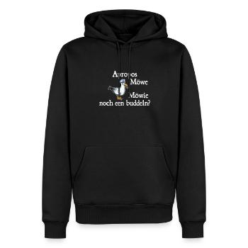 Lustiger Möwe Spruch Norddeutsch Plattdeutsch - Männer Premium Bio Hoodie - Schwarz - Vorne - Nico (187cm)