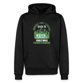 Süßes Omi Geschenk Rente Wohnmobil Reise Oma - Männer Premium Bio Hoodie - Schwarz - Vorne - Nico (187cm)