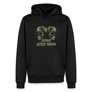 Totenkopf Böser Alter Mann Spruch Camouflage - Männer Premium Bio Hoodie - Schwarz - Vorne - Nico (187cm)