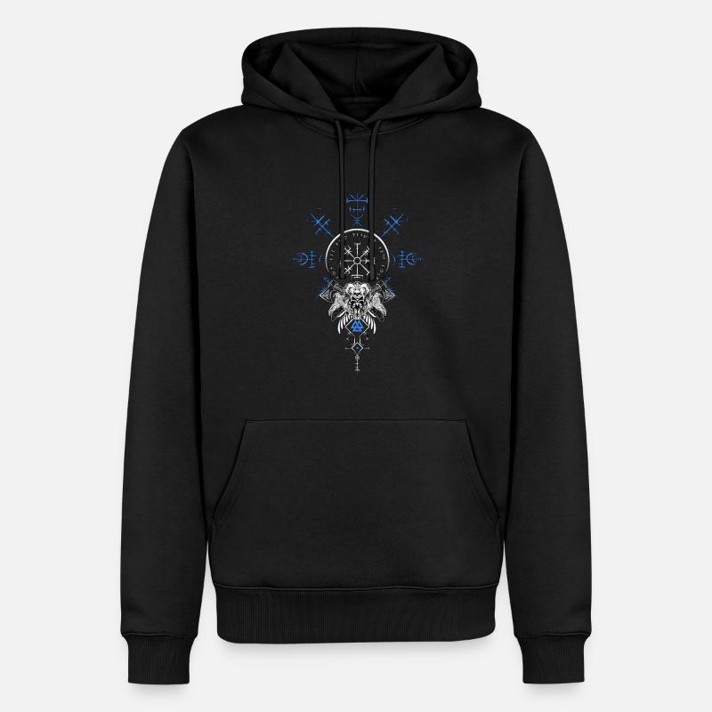 Keltischer Vikinger Vegvisir Kompass Wikinger - Männer Premium Bio Hoodie - Schwarz