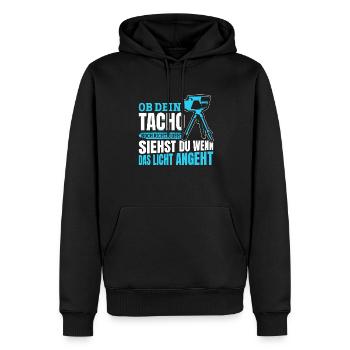 Tuning - Ob Dein Tacho Richtig Geht - PS Liebhaber - Männer Premium Bio Hoodie - Schwarz - Vorne - Nico (187cm)