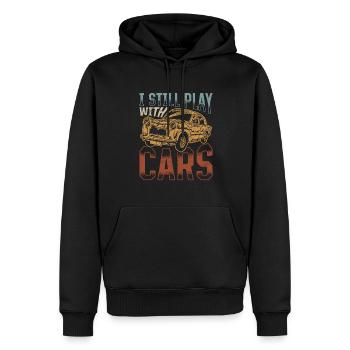 Je joue toujours avec des voitures - PS lovers - Sweat à capuche Premium bio Homme - noir - Devant - Nico (187cm)