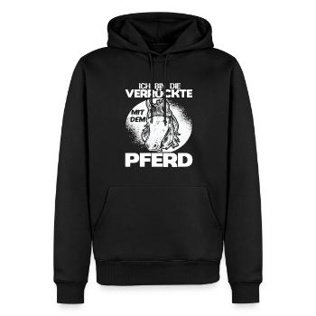 Lustiges Verrückte Pferdebesitzerin Pferdefan - Männer Premium Bio Hoodie - Schwarz - Vorne - Nico (187cm)